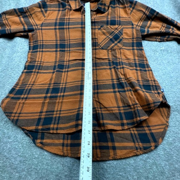 GAP Plaid Flannel‎ Women XL Shirt Orange Black Long Sleeve Cabincore Rustic Cozy - Picture 11 of 12
